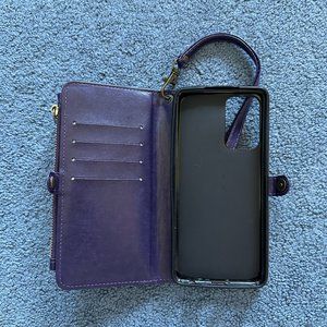Unbranded Purple Wallet Wrist Strap Phone Case For Samsung Galaxy A52